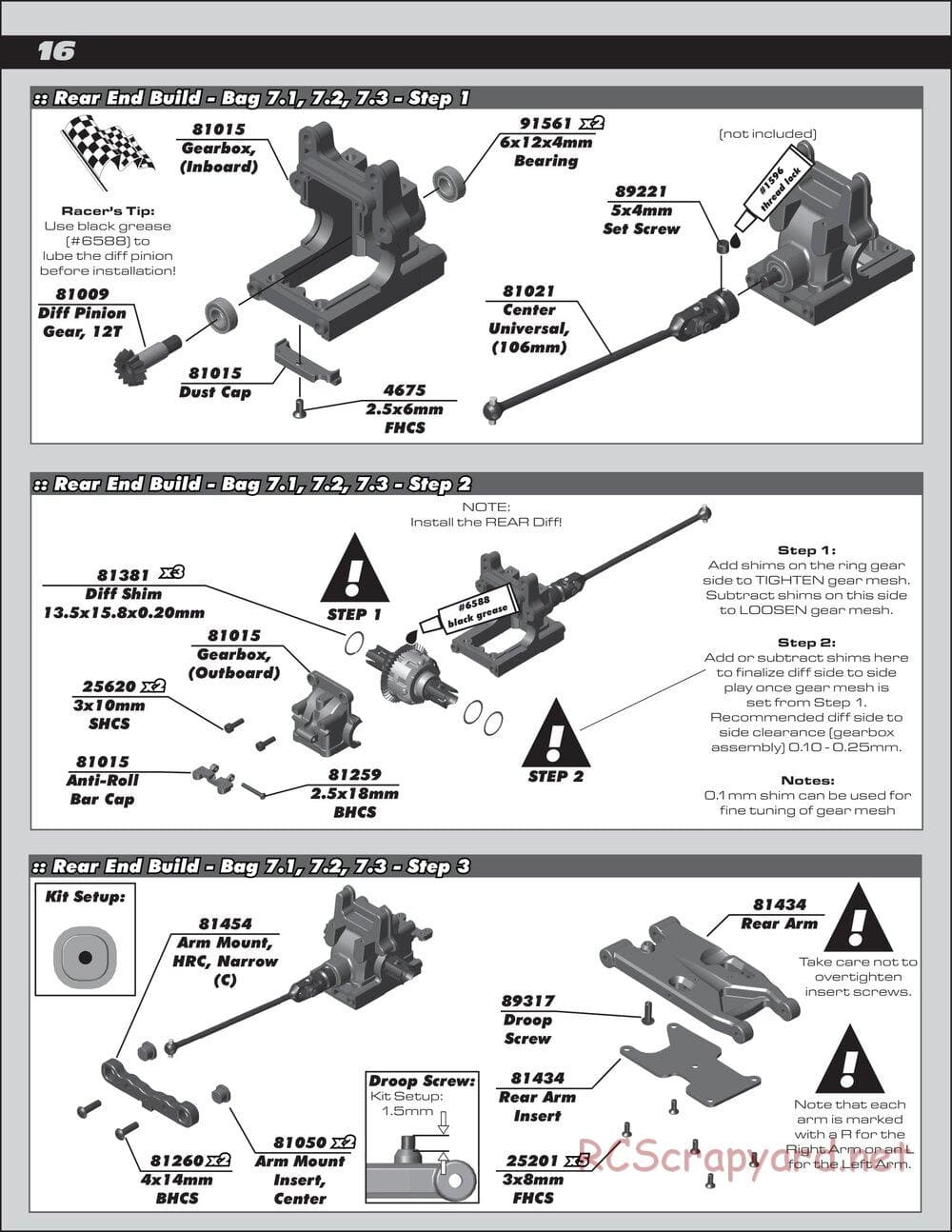 Team Associated - RC8B3.2 Team - Manual - Page 16