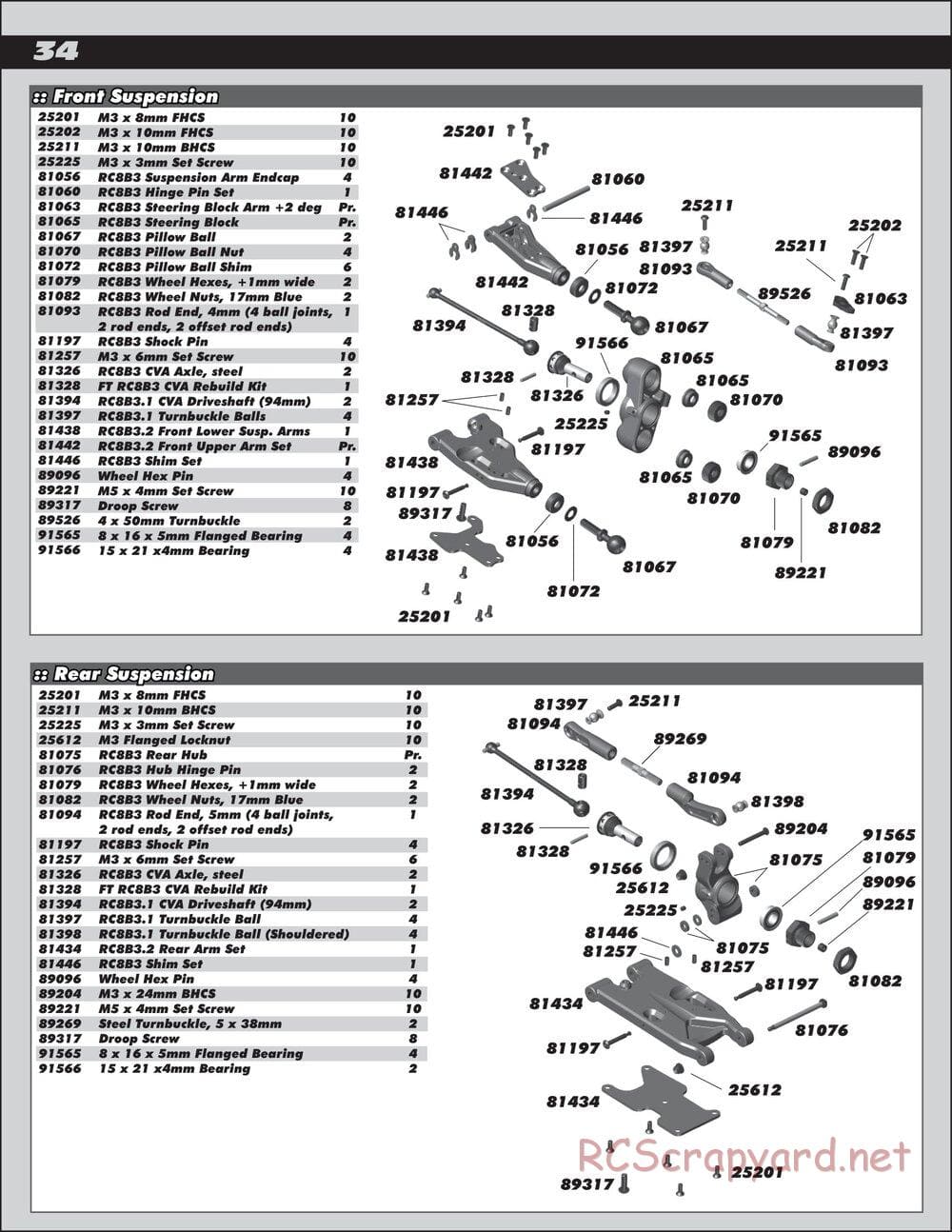 Team Associated - RC8B3.2 Team - Manual - Page 34