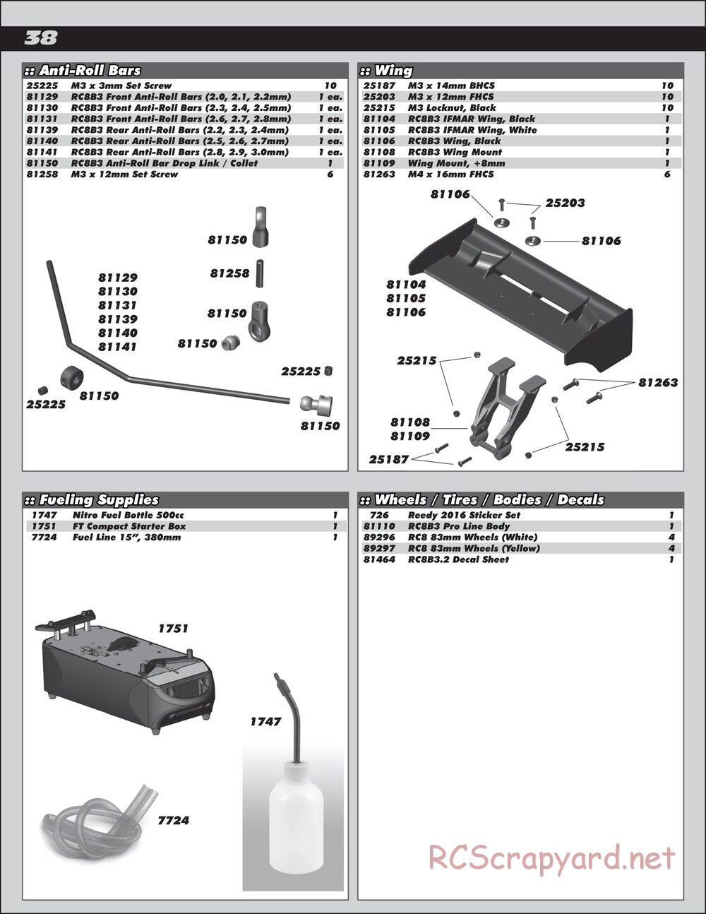 Team Associated - RC8B3.2 Team - Manual - Page 38