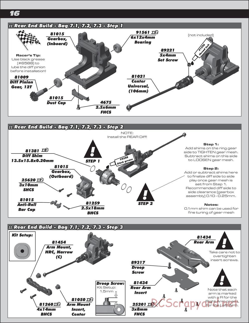 Team Associated - RC8B3.2e Team - Manual - Page 16