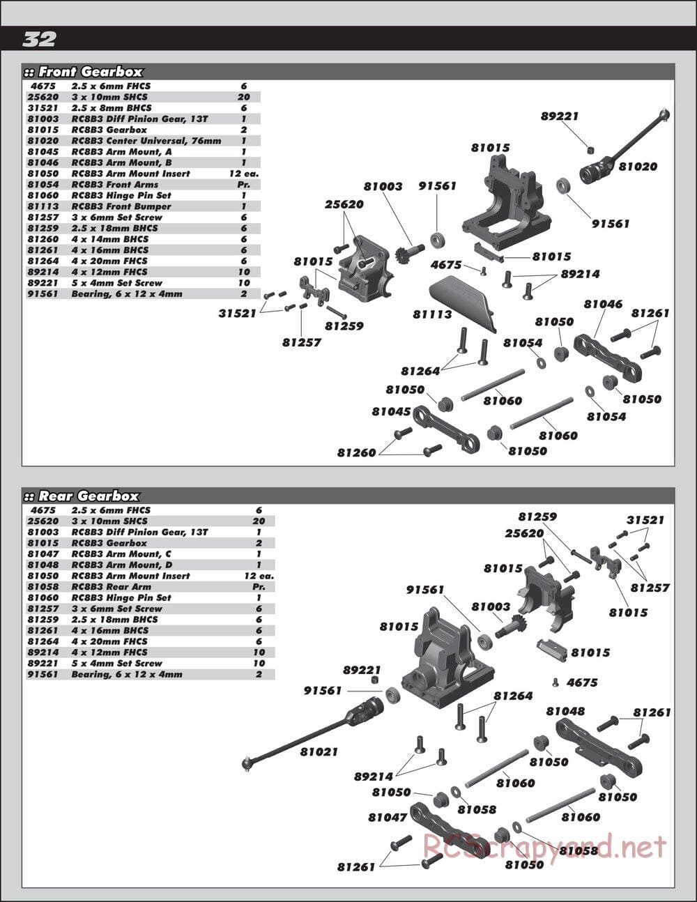 Team Associated - RC8B3 Team - Manual - Page 32