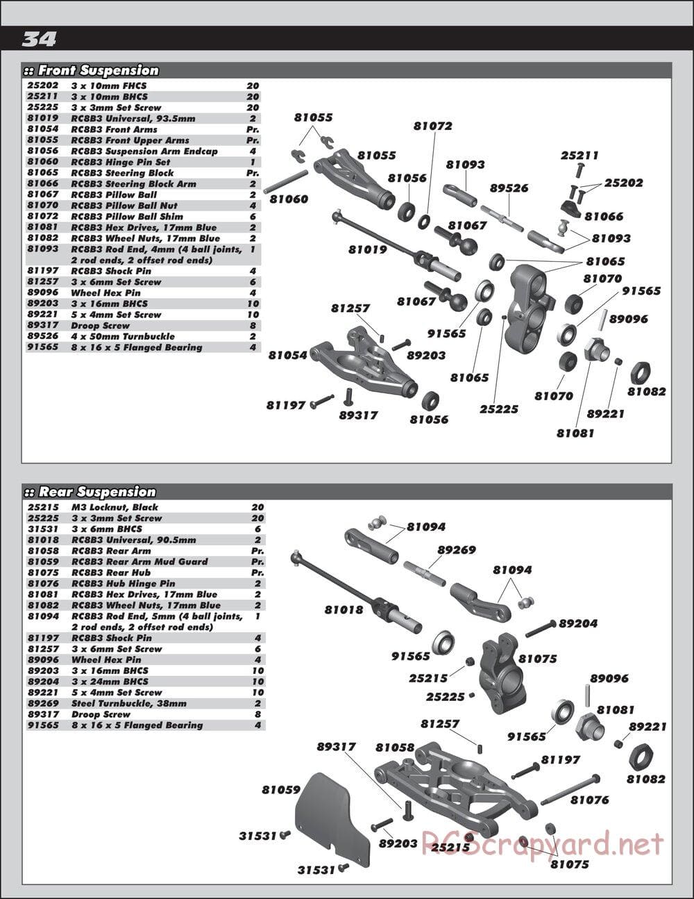 Team Associated - RC8B3 Team - Manual - Page 34