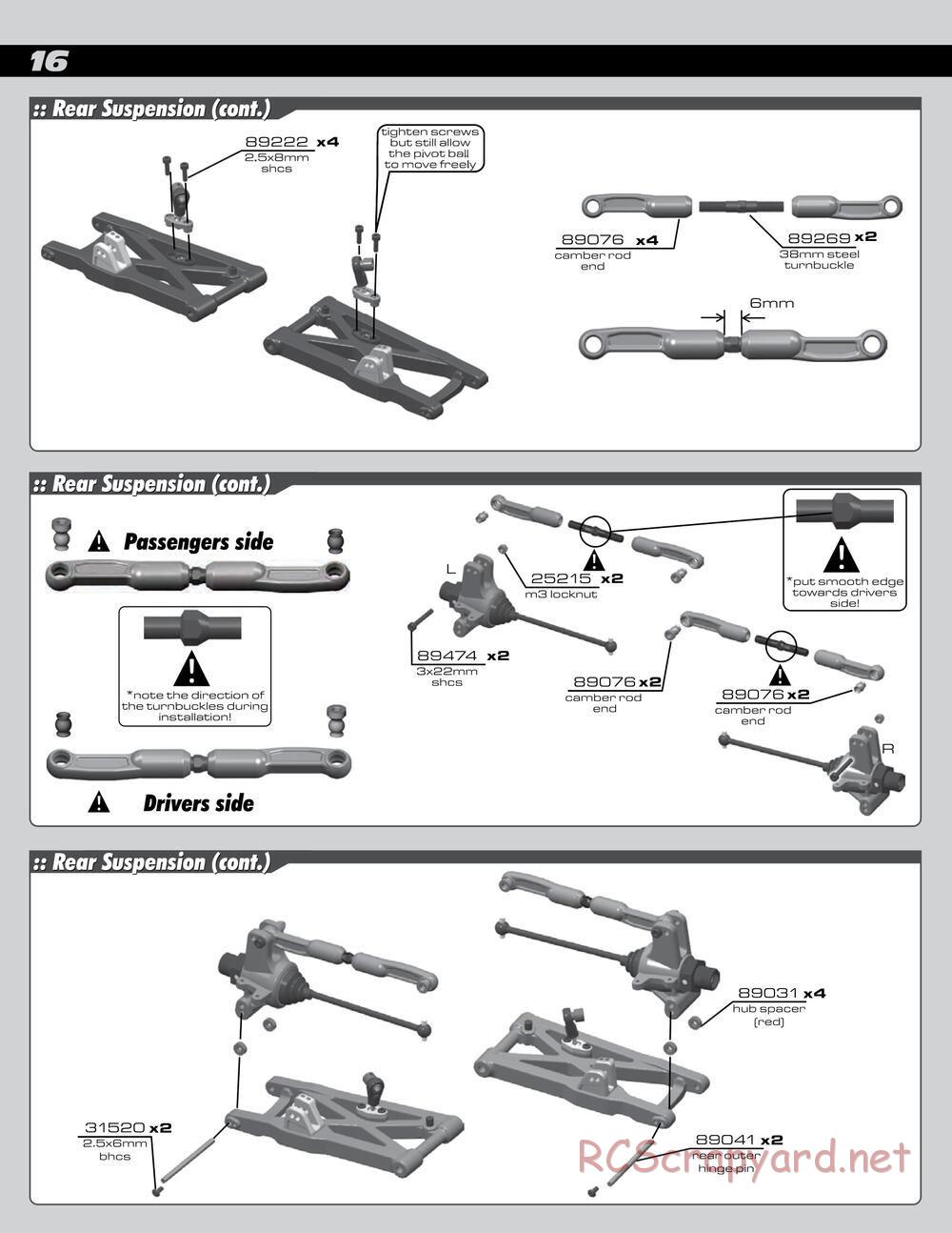 Team Associated - RC8Be Factory Team - Manual - Page 16