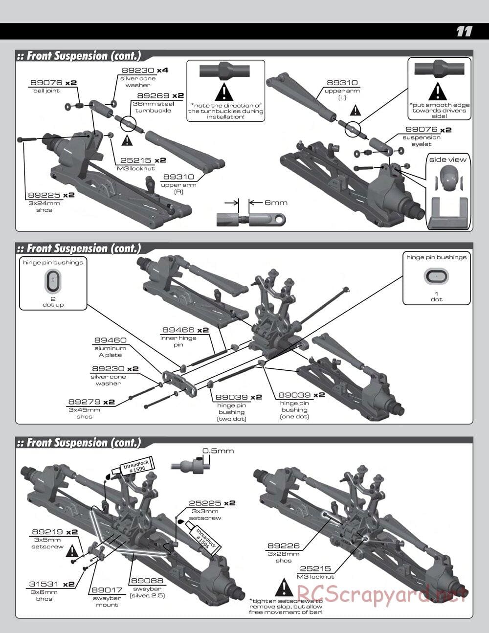 Team Associated - RC8T Factory Team CE - Manual - Page 11