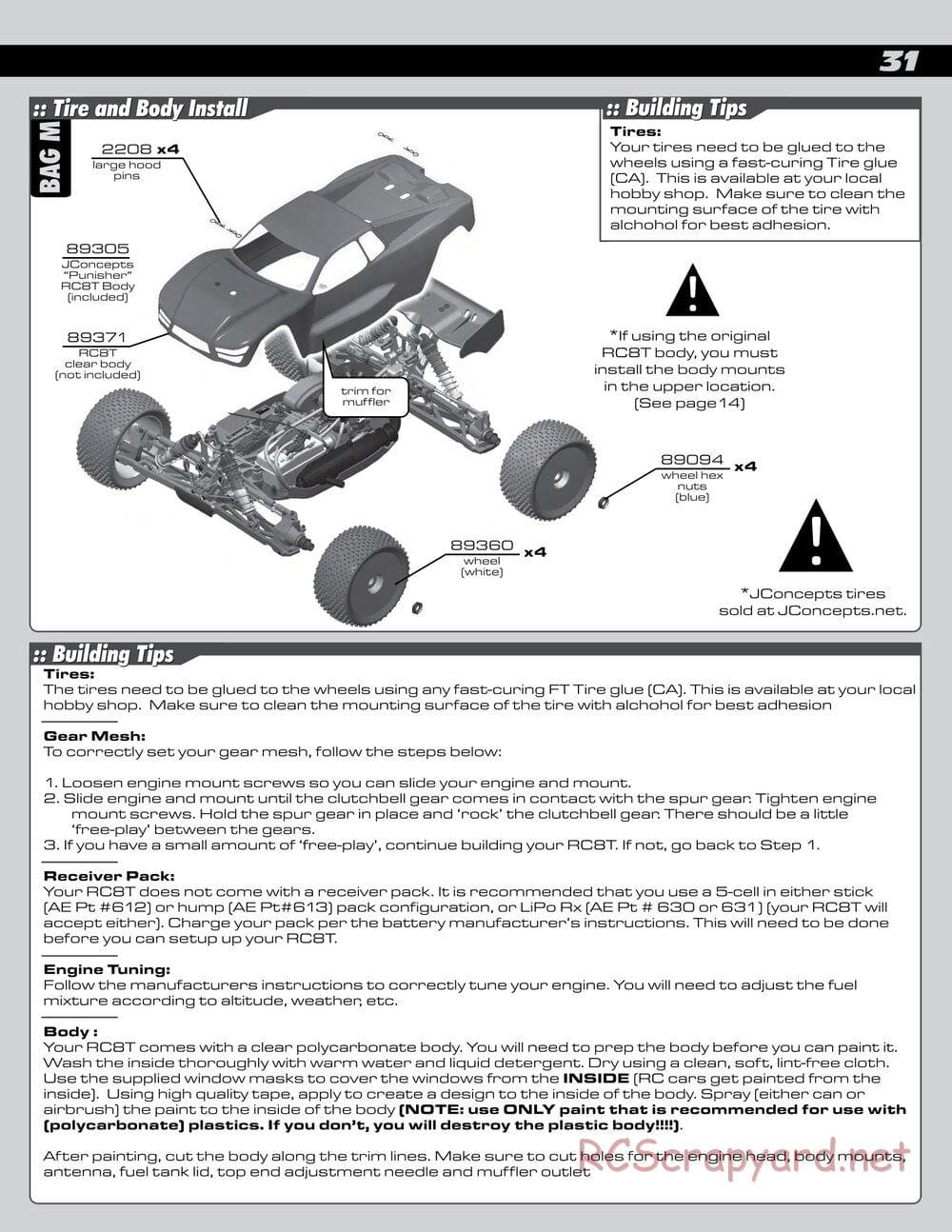 Team Associated - RC8T Factory Team CE - Manual - Page 31