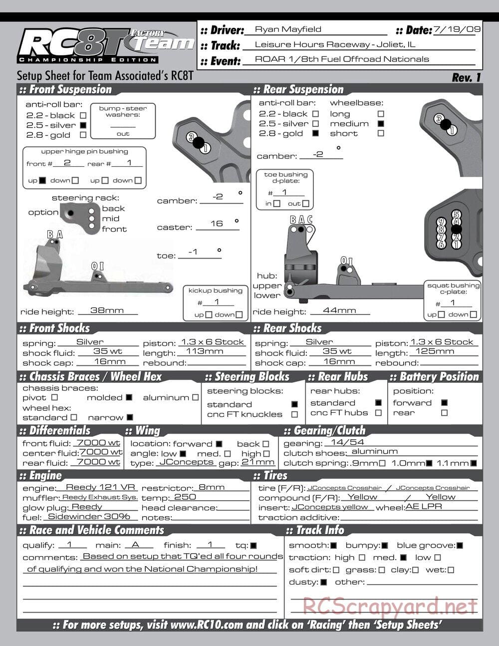 Team Associated - RC8T Factory Team CE - Manual - Page 35