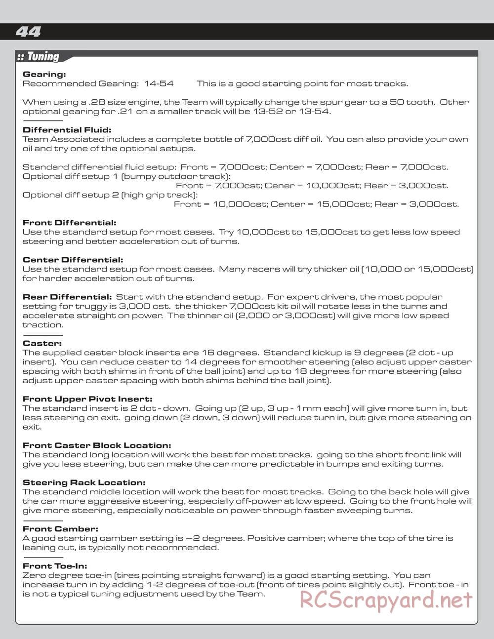Team Associated - RC8T Factory Team - Manual - Page 44