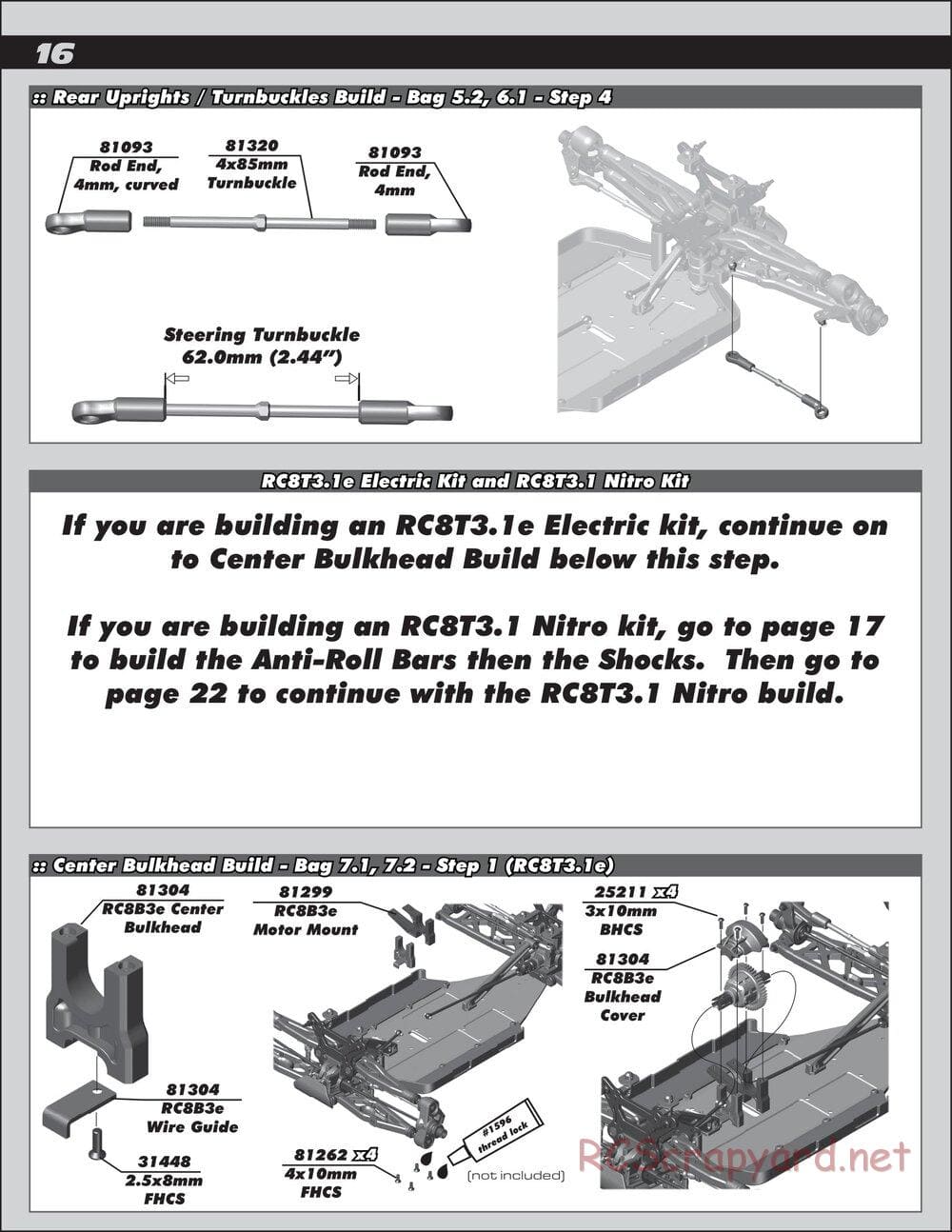 Team Associated - RC8T3.1 Team - Manual - Page 16