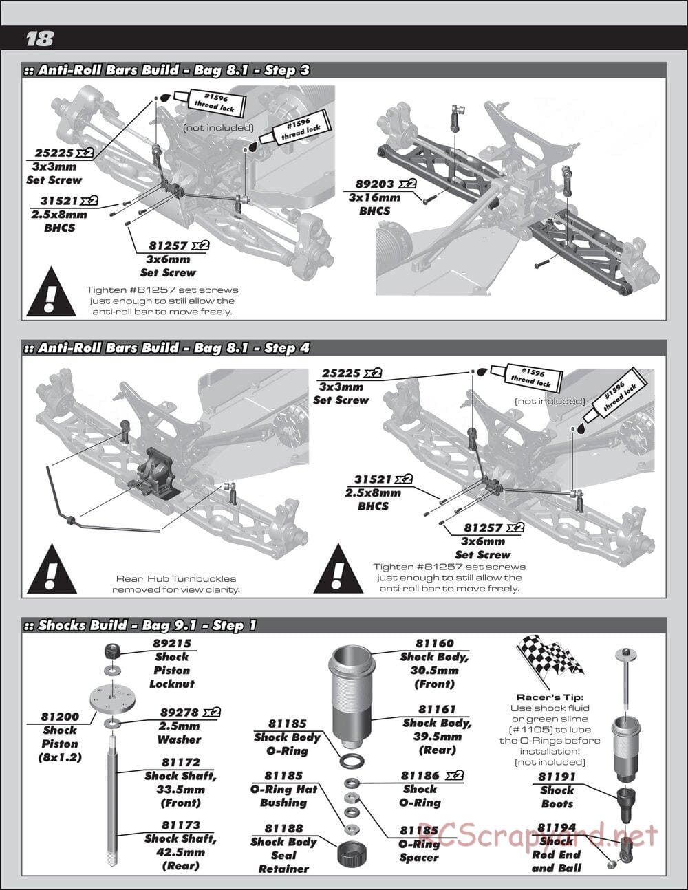 Team Associated - RC8T3.1 Team - Manual - Page 18