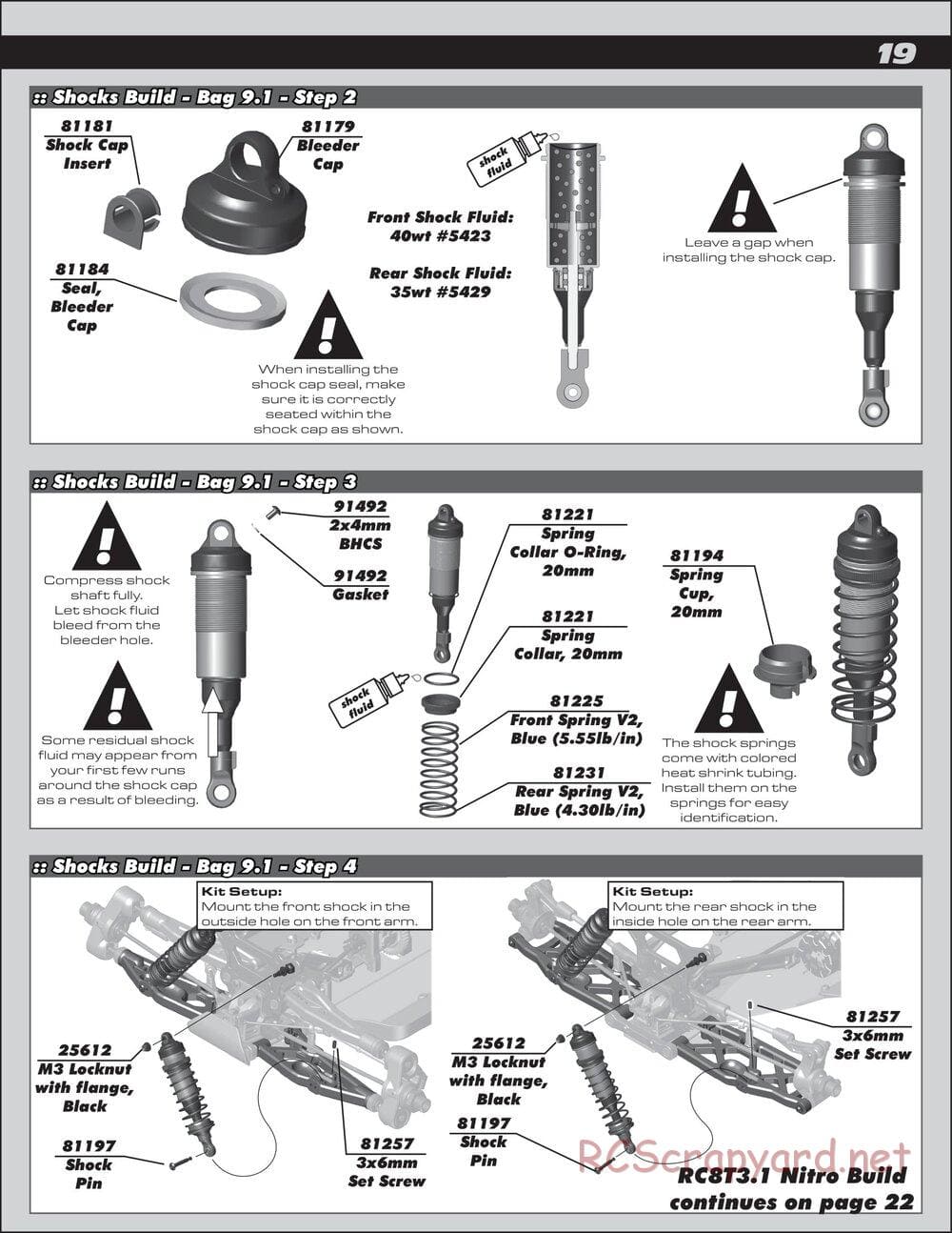 Team Associated - RC8T3.1 Team - Manual - Page 19