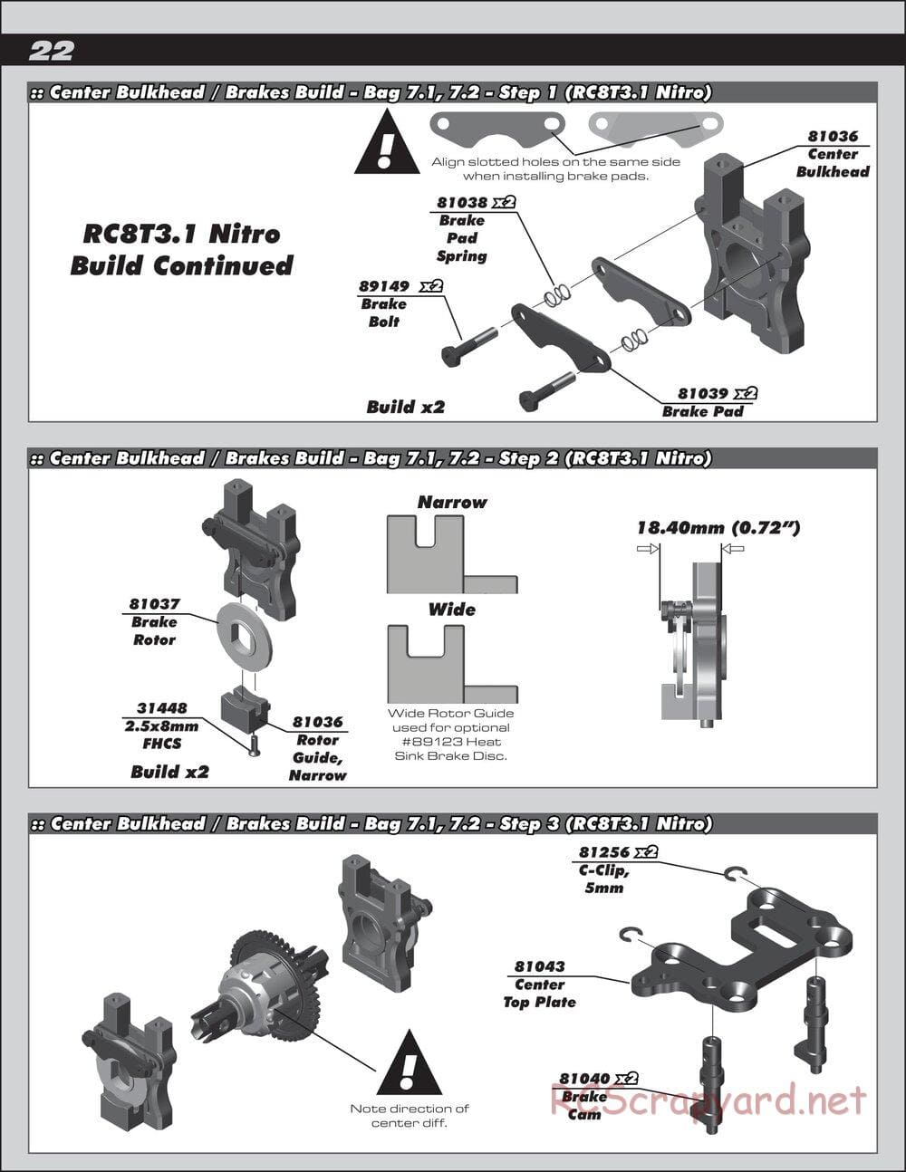 Team Associated - RC8T3.1 Team - Manual - Page 22
