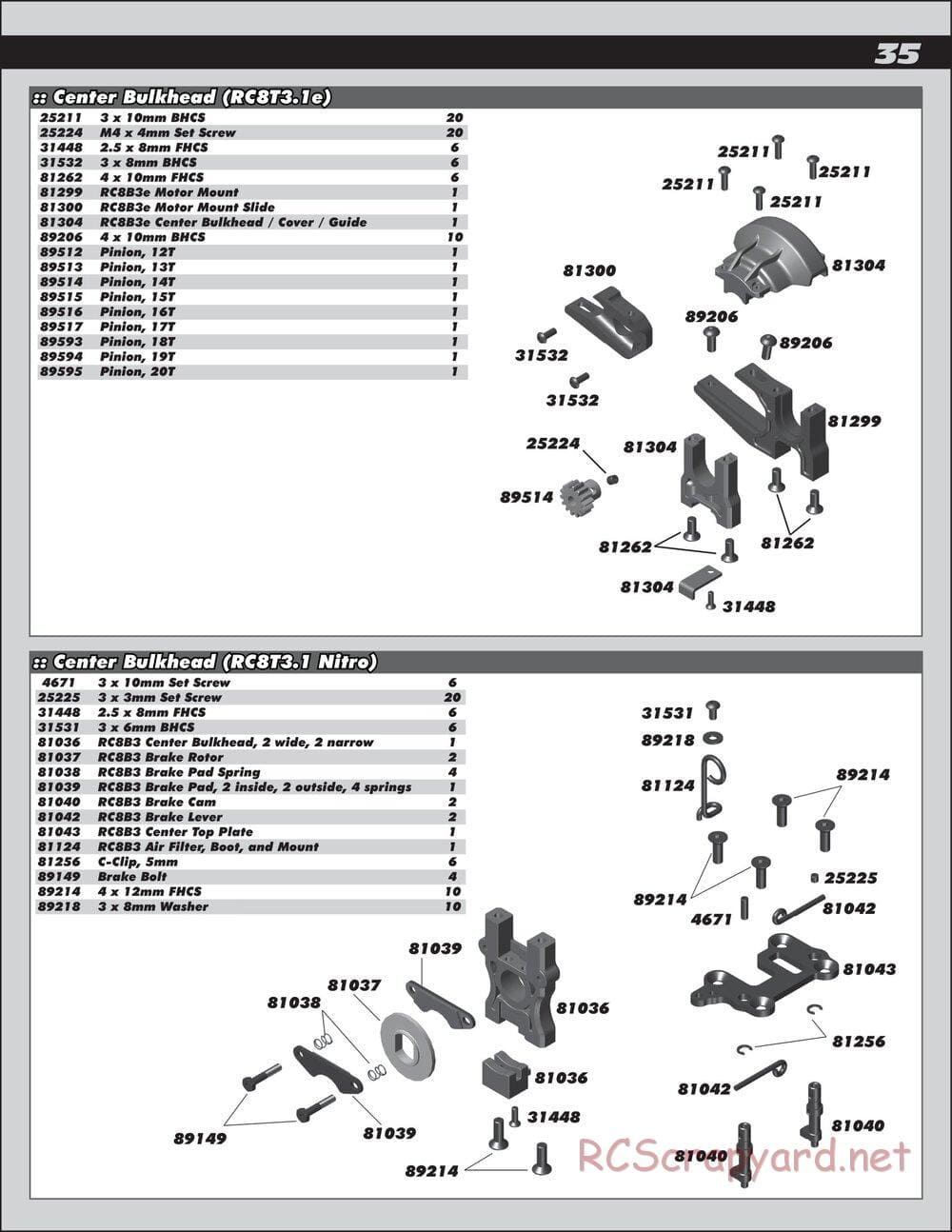 Team Associated - RC8T3.1 Team - Manual - Page 35