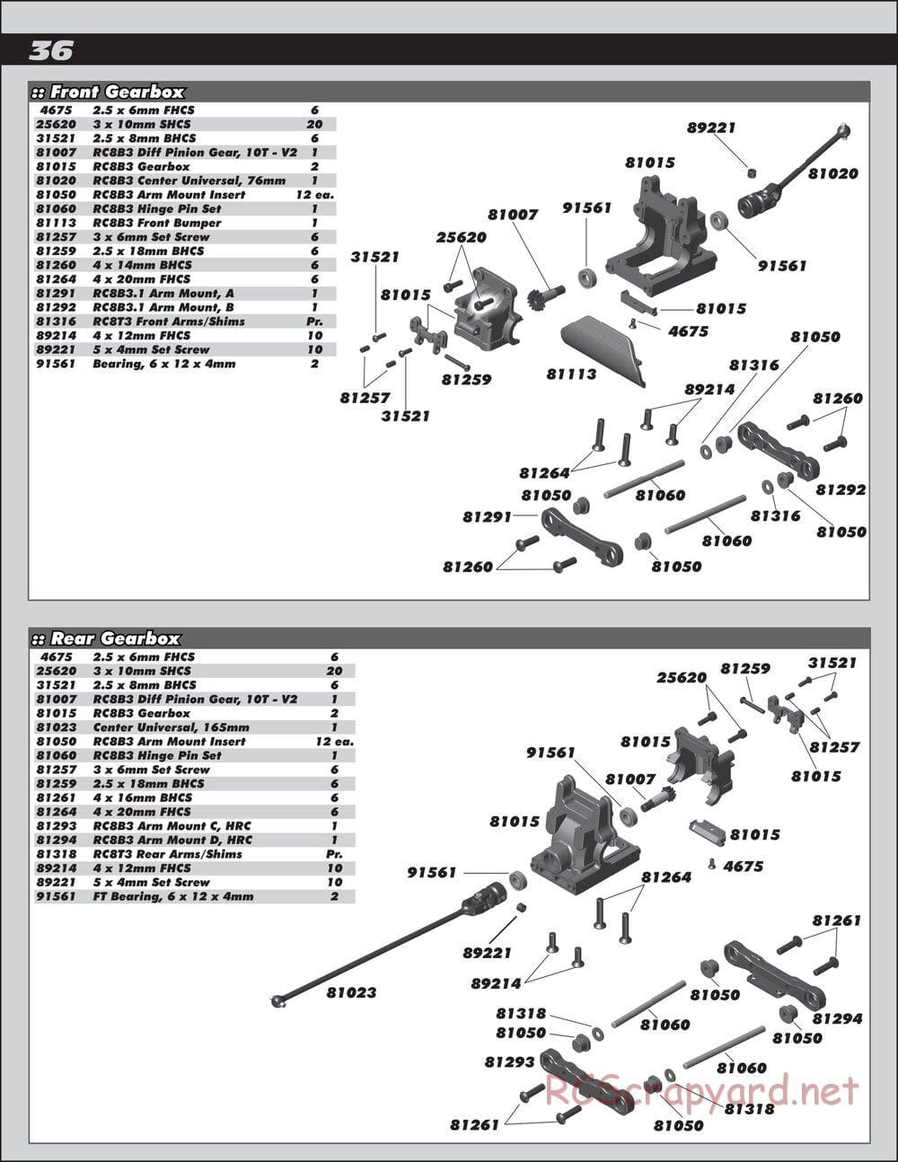 Team Associated - RC8T3.1 Team - Manual - Page 36