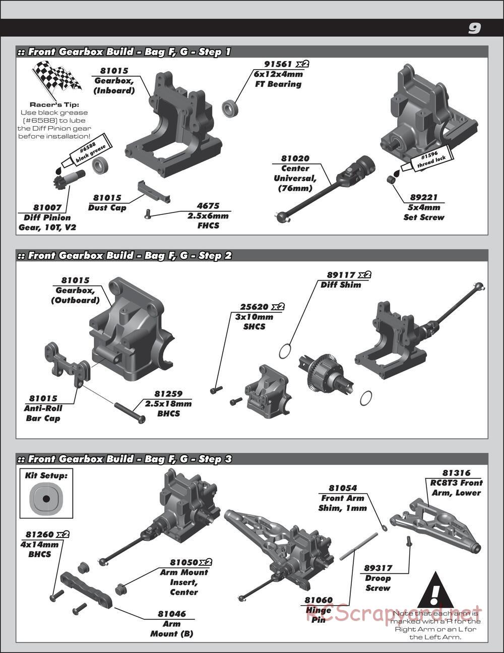 Team Associated - RC8T3e Team - Manual - Page 9