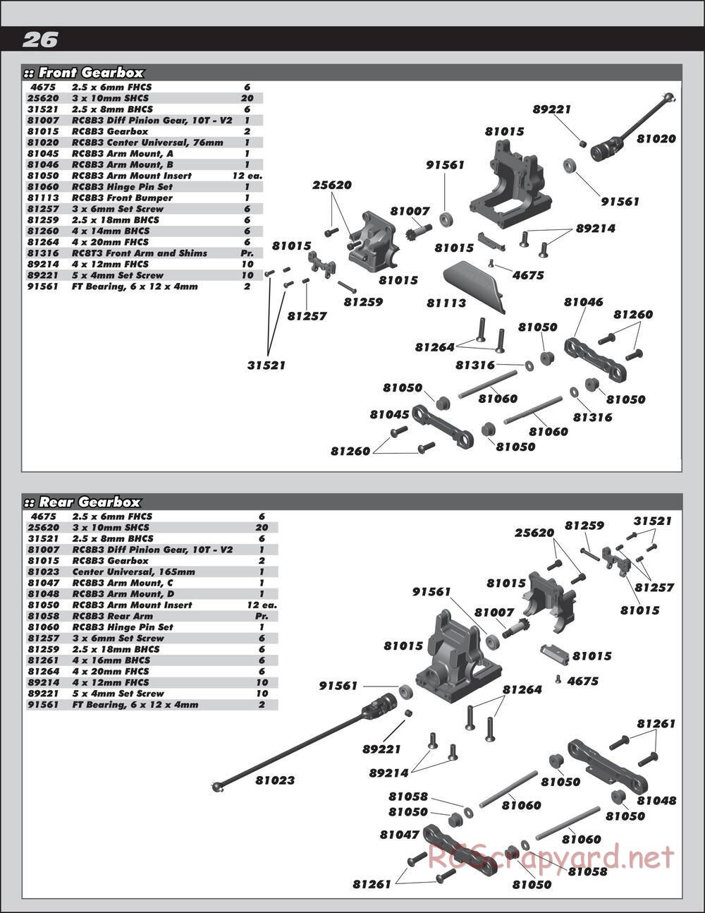 Team Associated - RC8T3e Team - Manual - Page 26