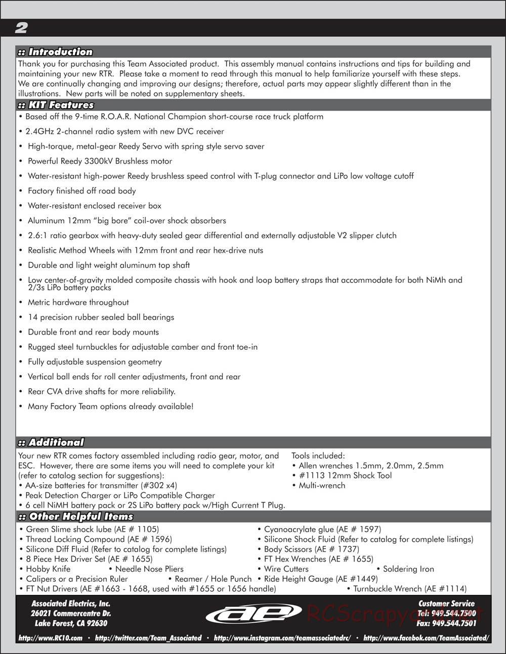 Team Associated - Reflex DB10 - Manual - Page 2