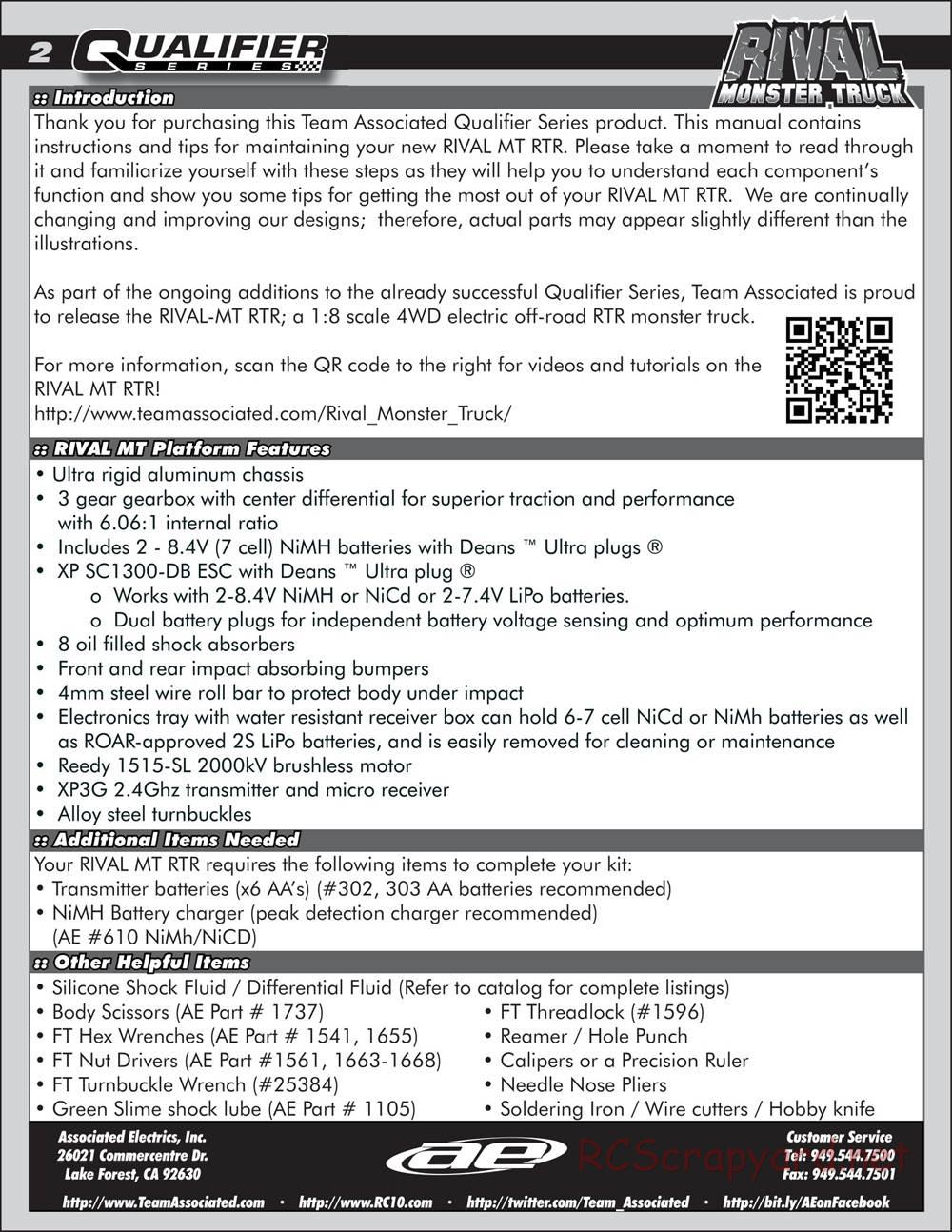 Team Associated - Rival MT - Manual - Page 2