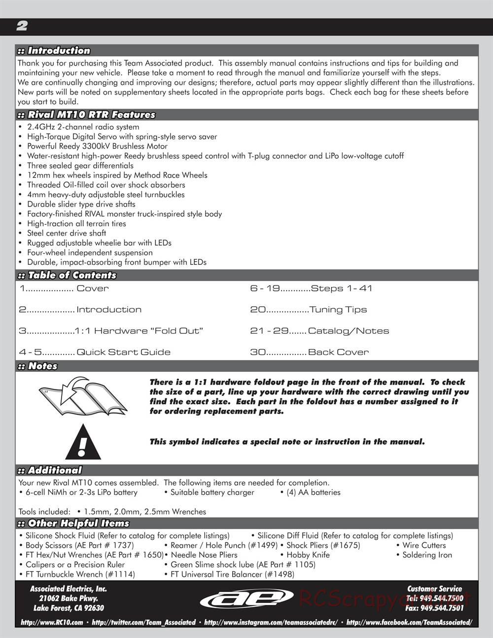 Team Associated - Rival MT10 - Manual - Page 2