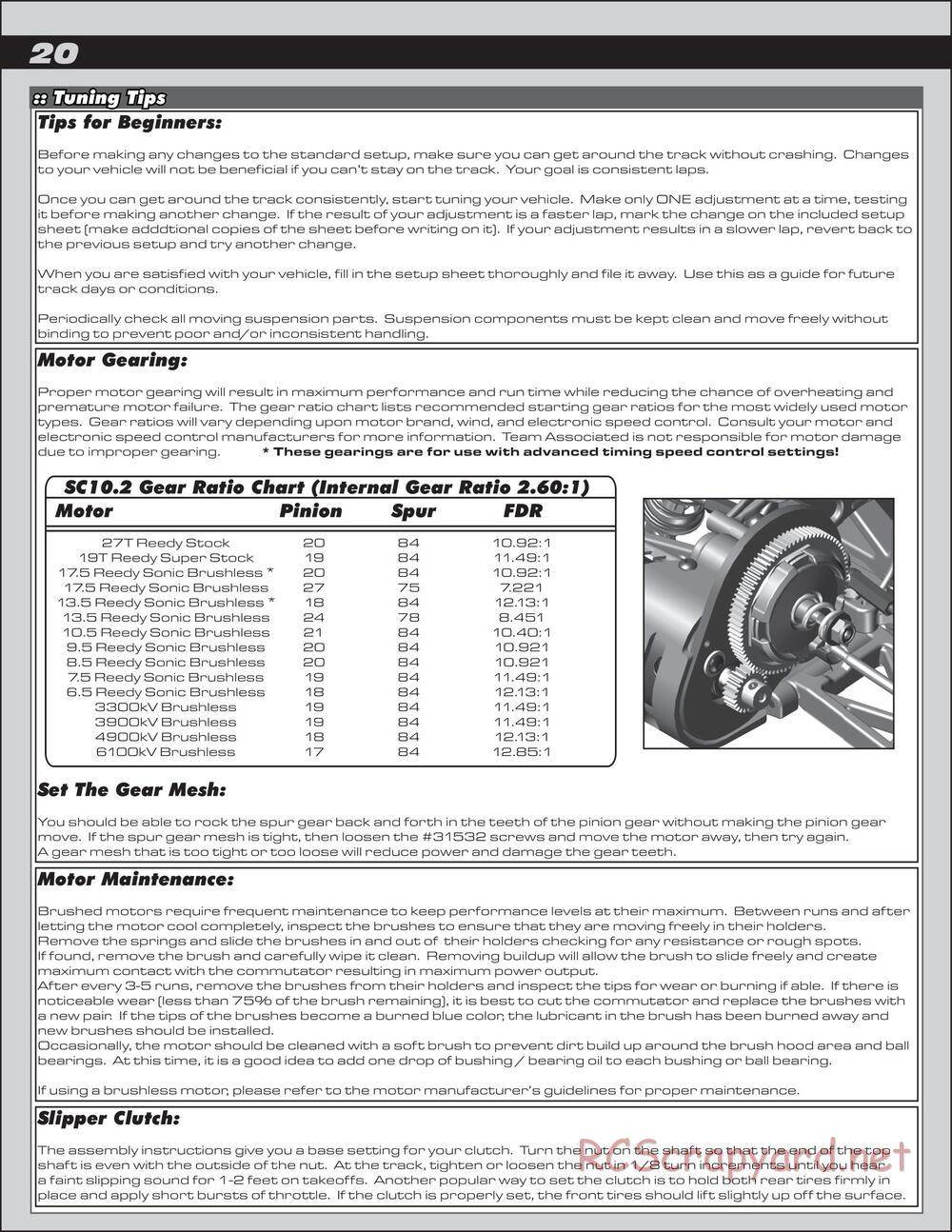 Team Associated - SC10.2 Factory Team - Manual - Page 20