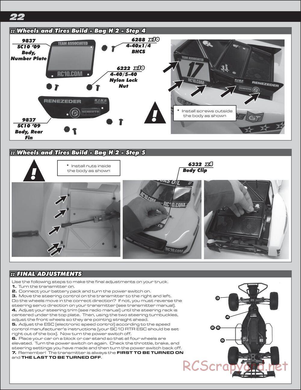 Team Associated - SC10.3 Lucas Oil - Manual - Page 22