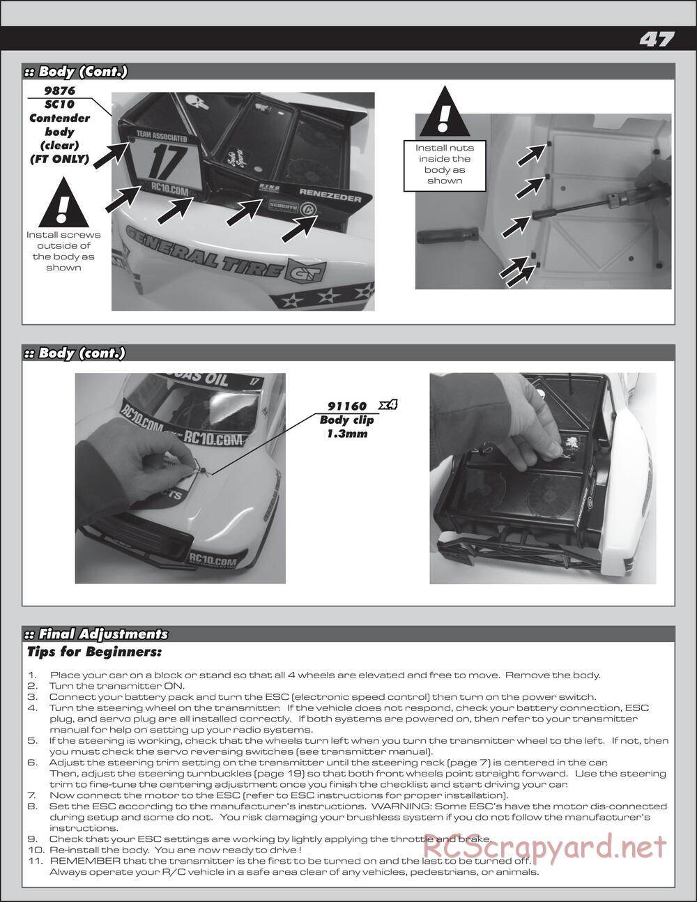 Team Associated - SC10 4x4 Factory Team - Manual - Page 47