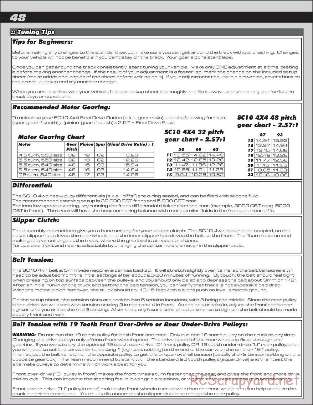 Team Associated - SC10 4x4 Factory Team - Manual - Page 48