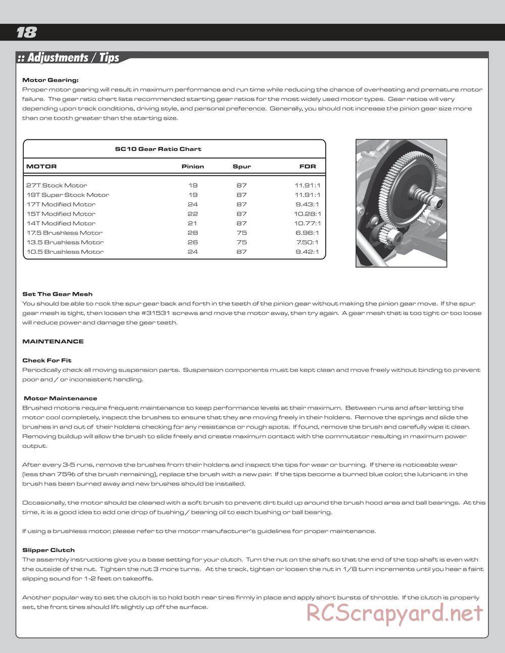 Team Associated - SC10 - Manual - Page 18