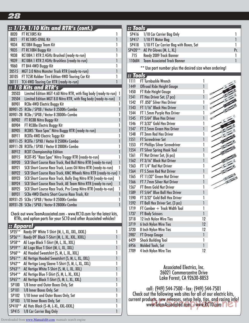 Team Associated - SC10 Factory Team - Manual - Page 28