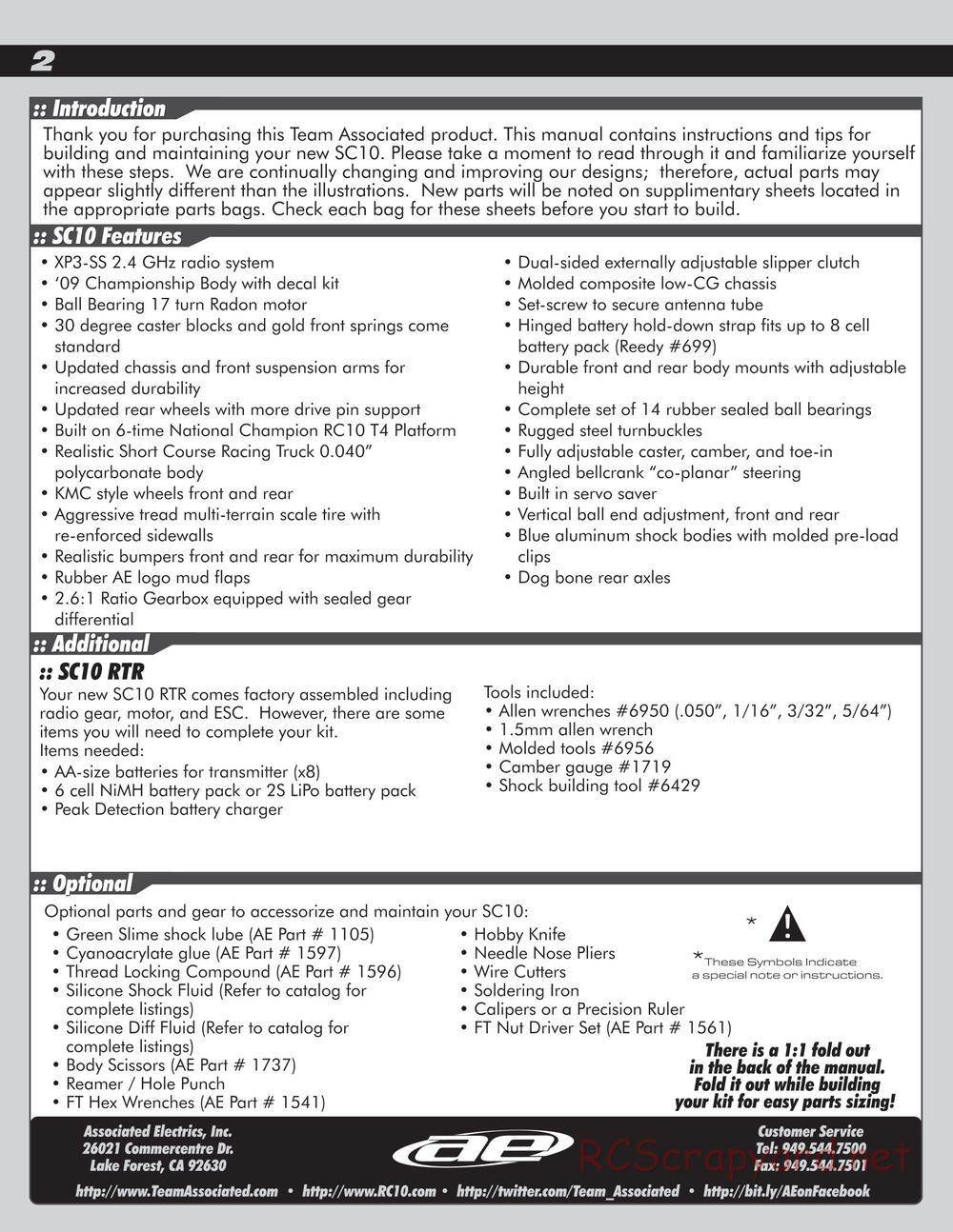 Team Associated - SC10 Brushless RTR - Manual - Page 2