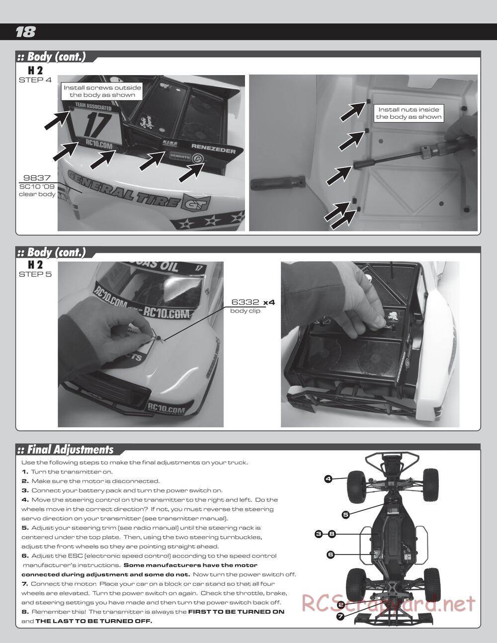 Team Associated - SC10 Brushless RTR - Manual - Page 18