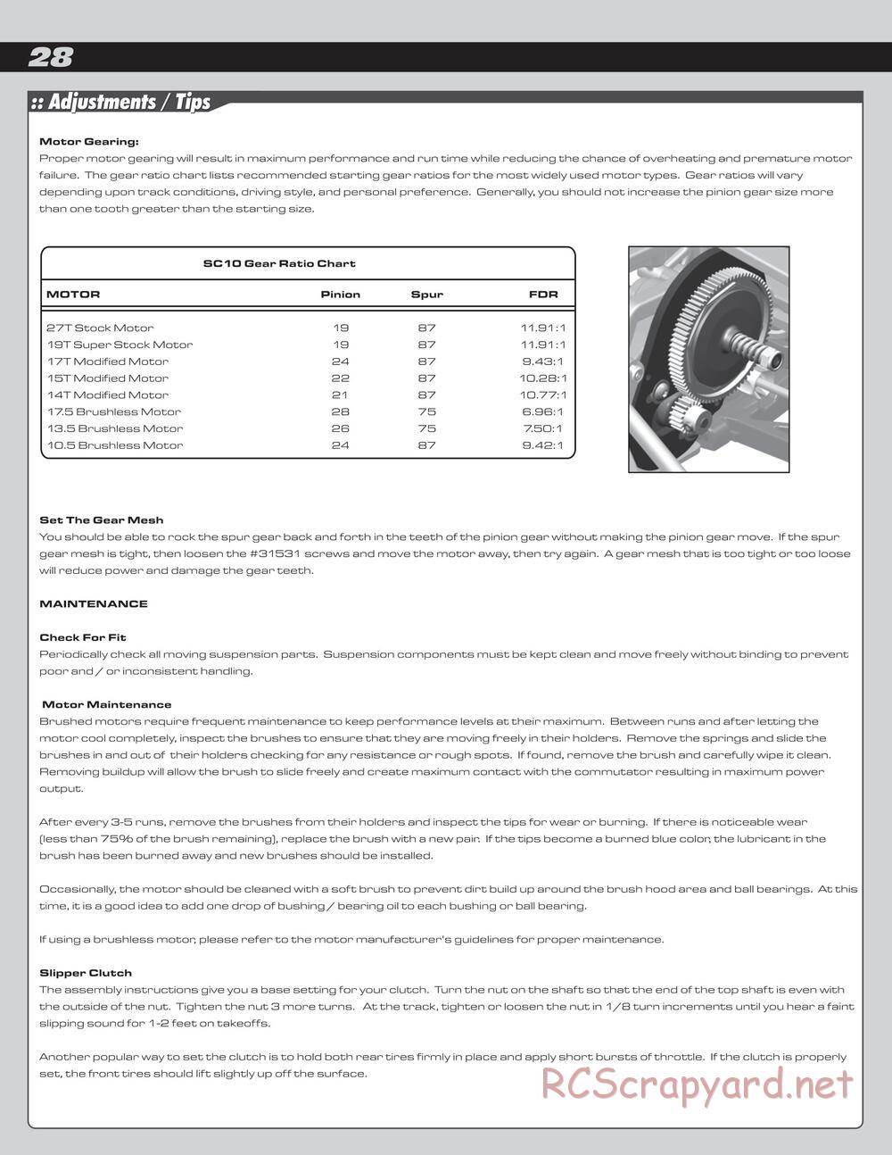 Team Associated - SC10 Brushless RTR - Manual - Page 28