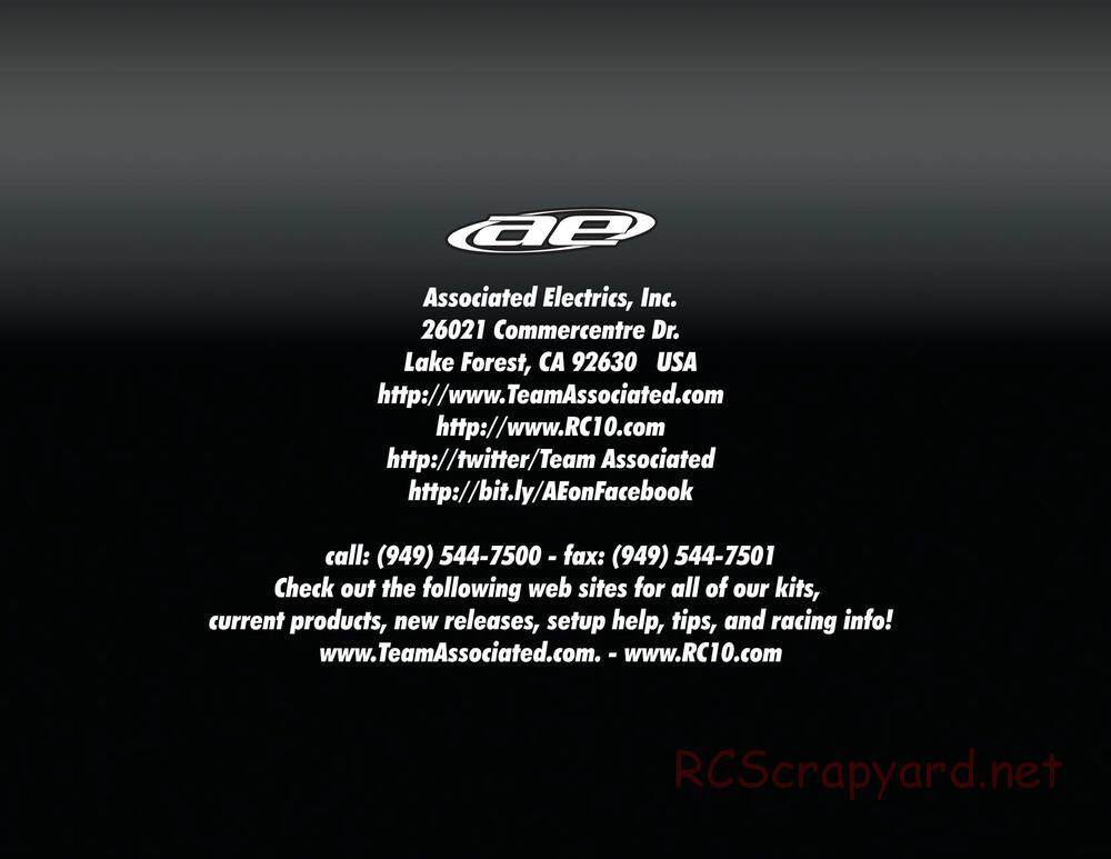 Team Associated - SC10 Brushless RTR - Manual - Page 34