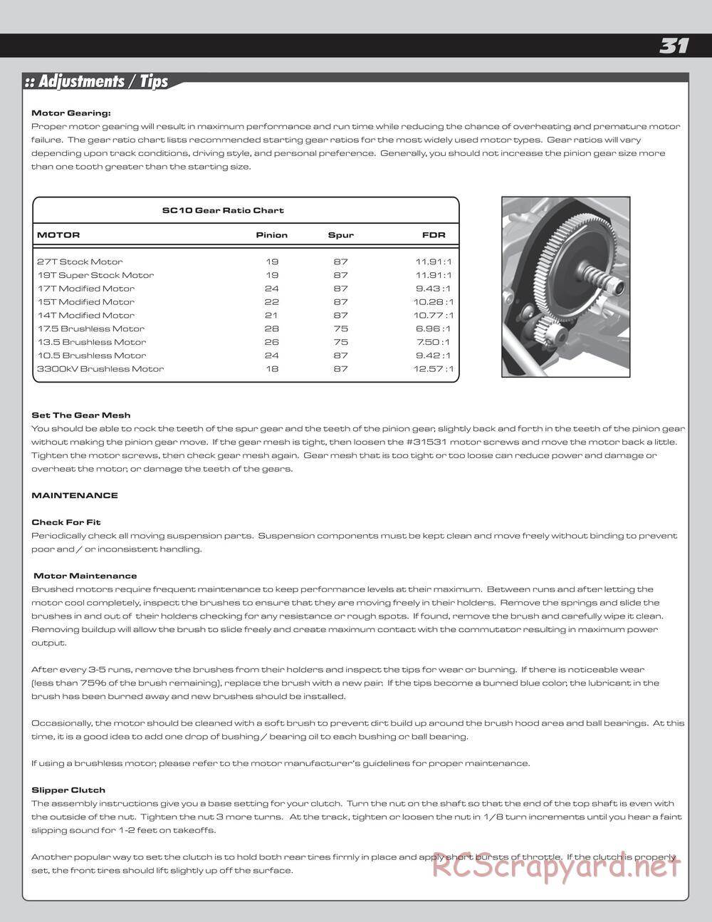 Team Associated - SC10 RS RTR - Manual - Page 31