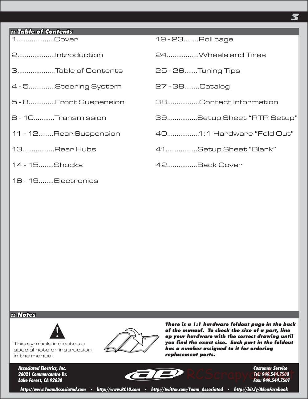 Team Associated - SC10B RS - Manual - Page 3