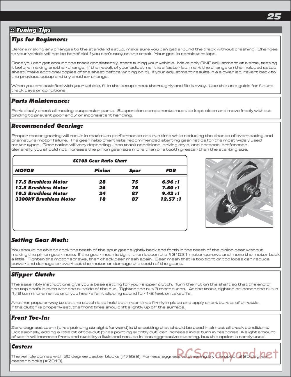 Team Associated - SC10B RS - Manual - Page 25