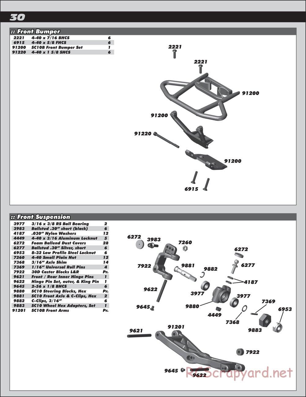 Team Associated - SC10B RS - Manual - Page 30