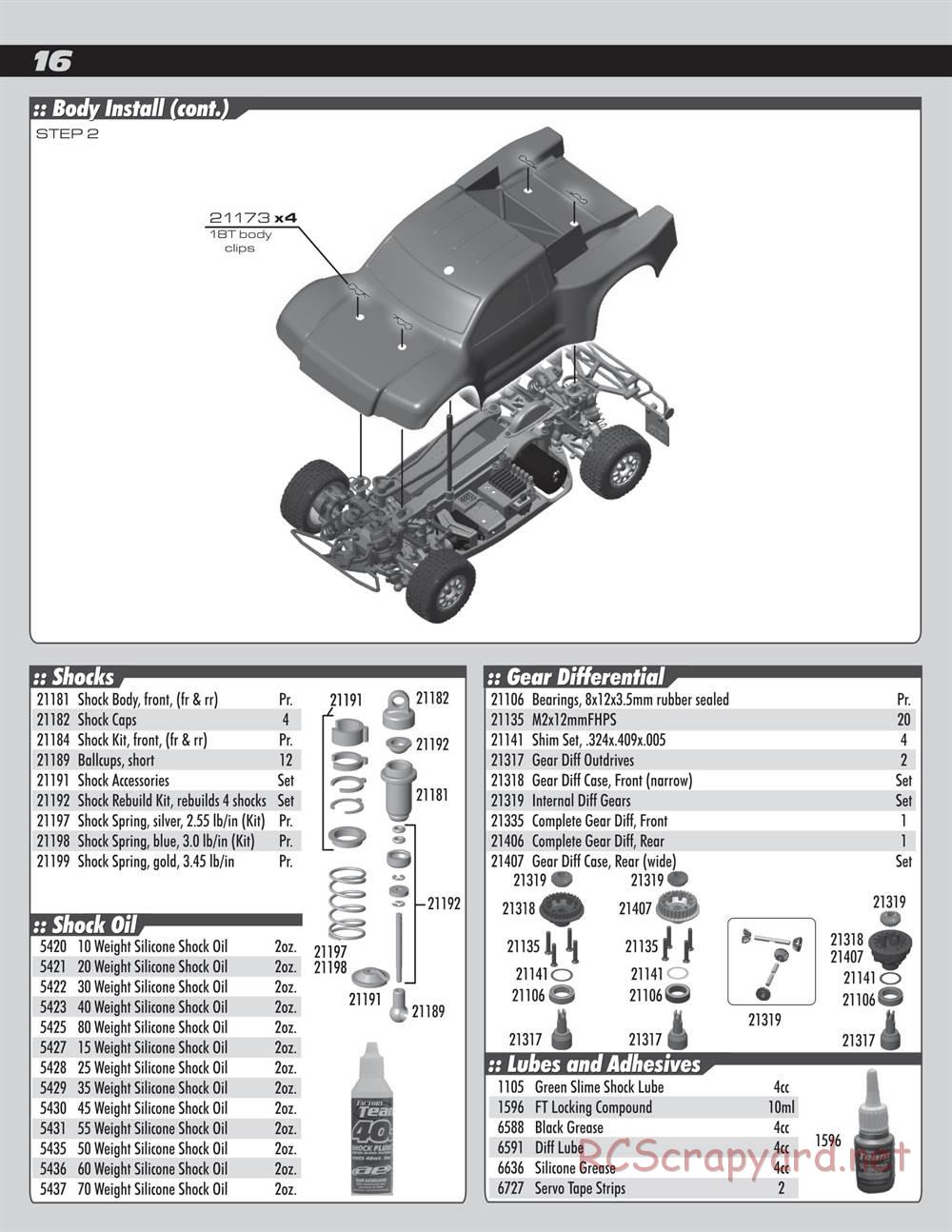 Team Associated - SC18 - Manual - Page 16