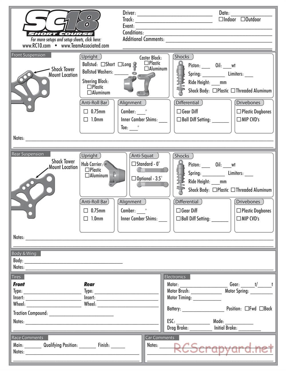 Team Associated - SC18 - Manual - Page 25