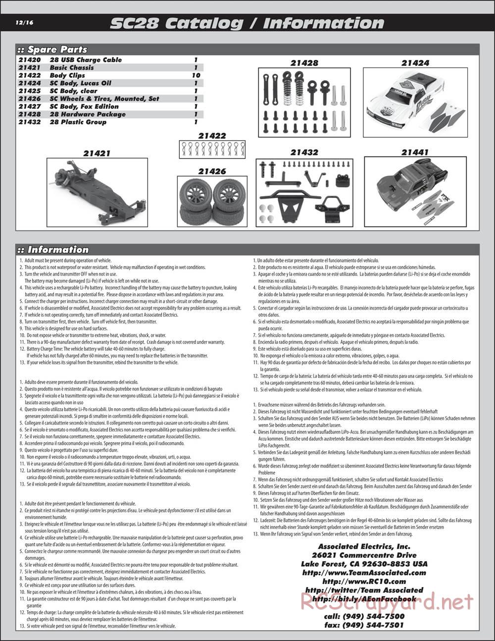 Team Associated - SC28 - Manual - Page 2