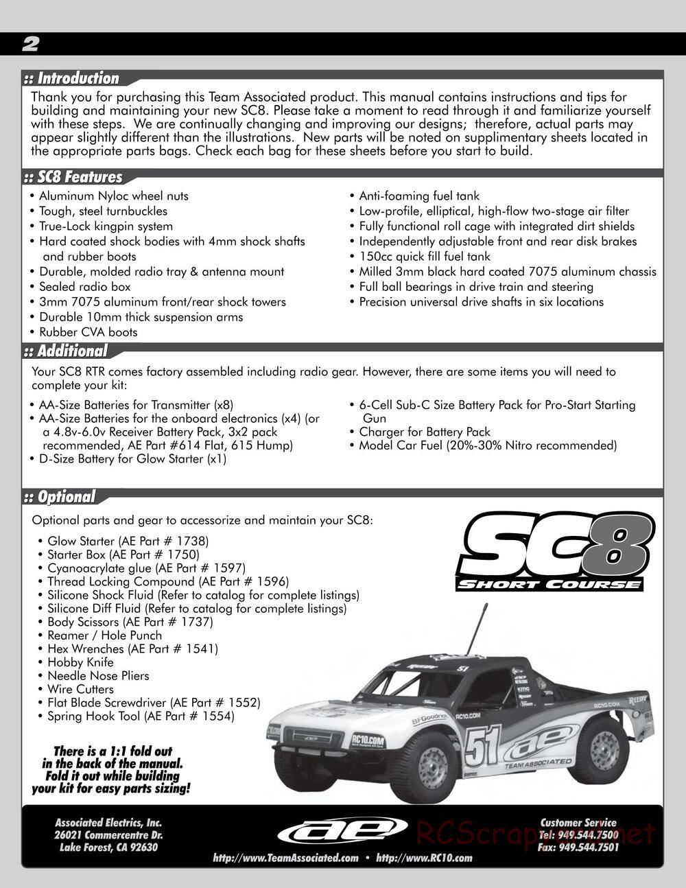 Team Associated - SC8 - Manual - Page 2