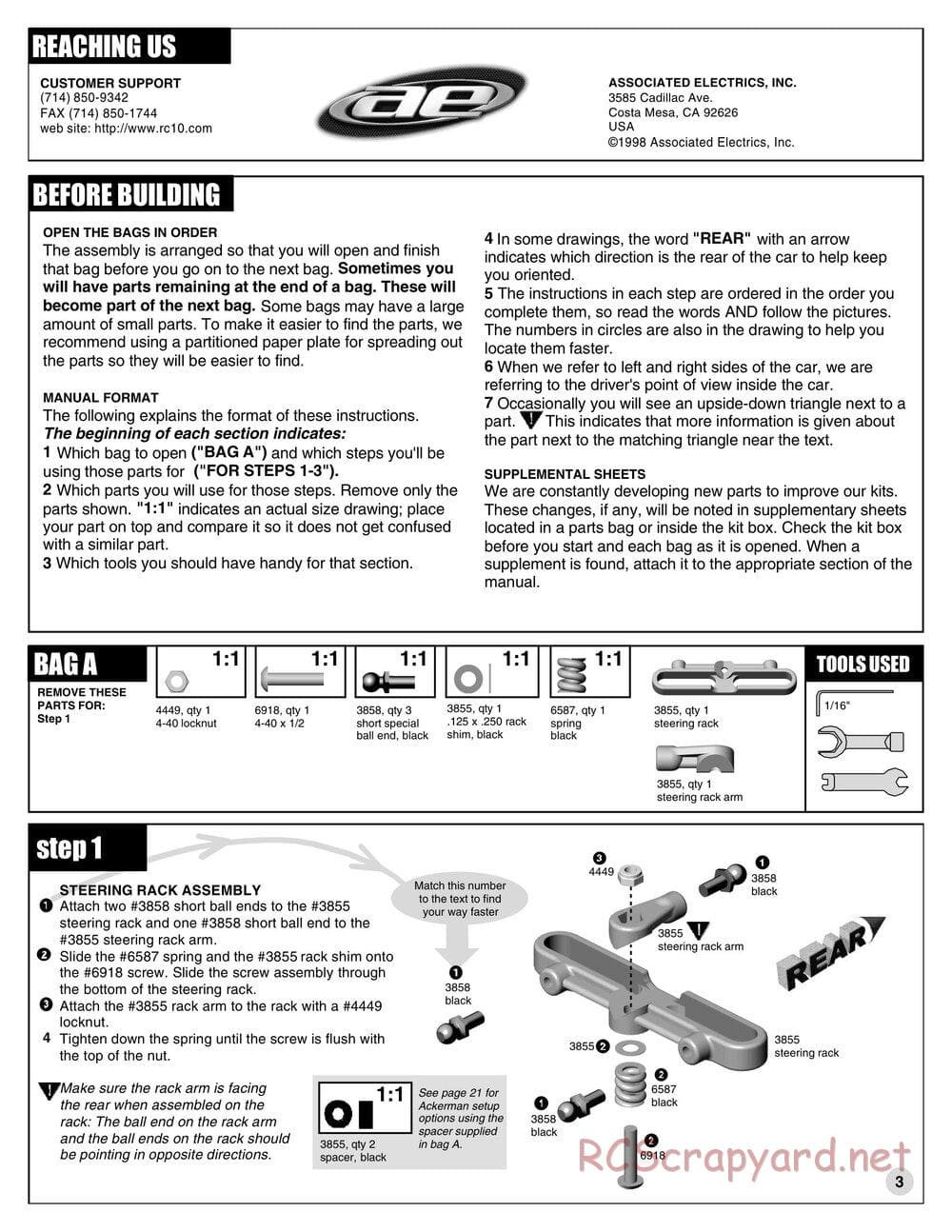 Team Associated - TC3 (1999) - Manual - Page 2