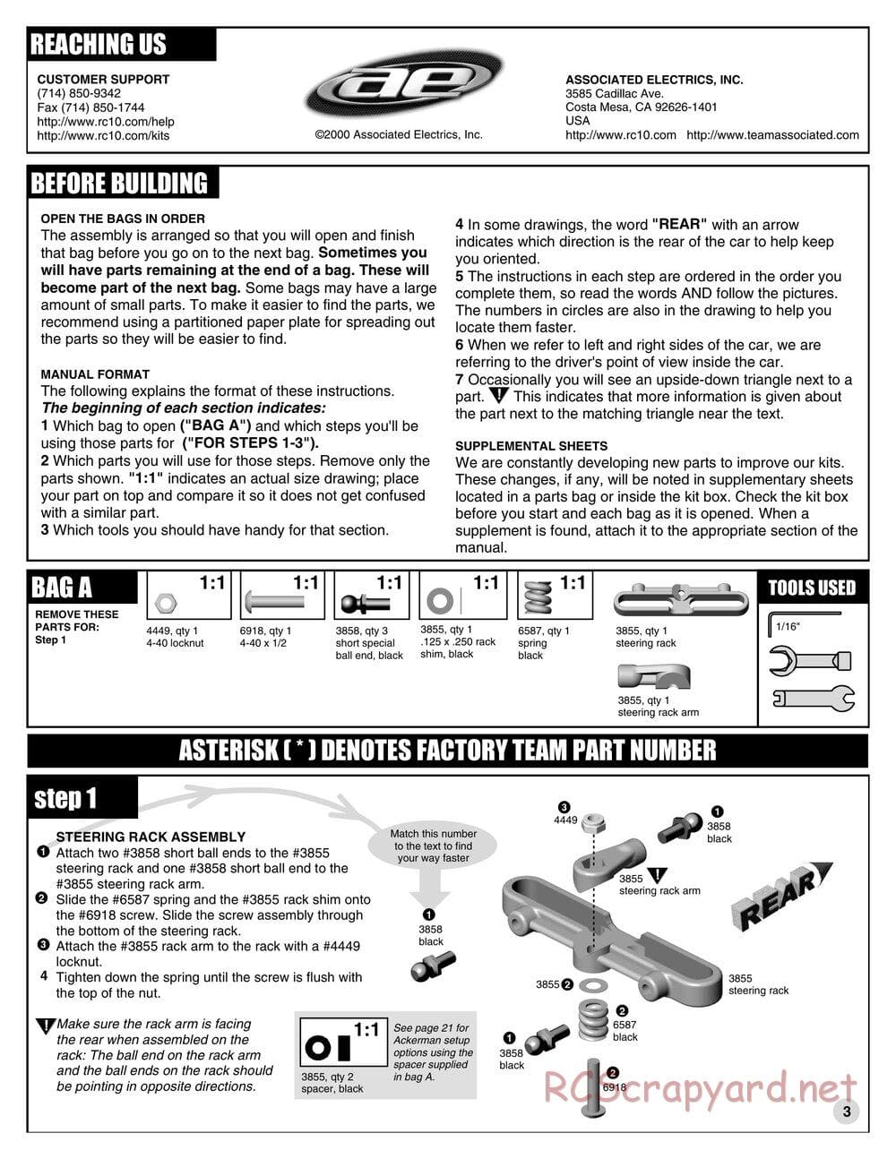 Team Associated - TC3 (2000) - Manual - Page 2