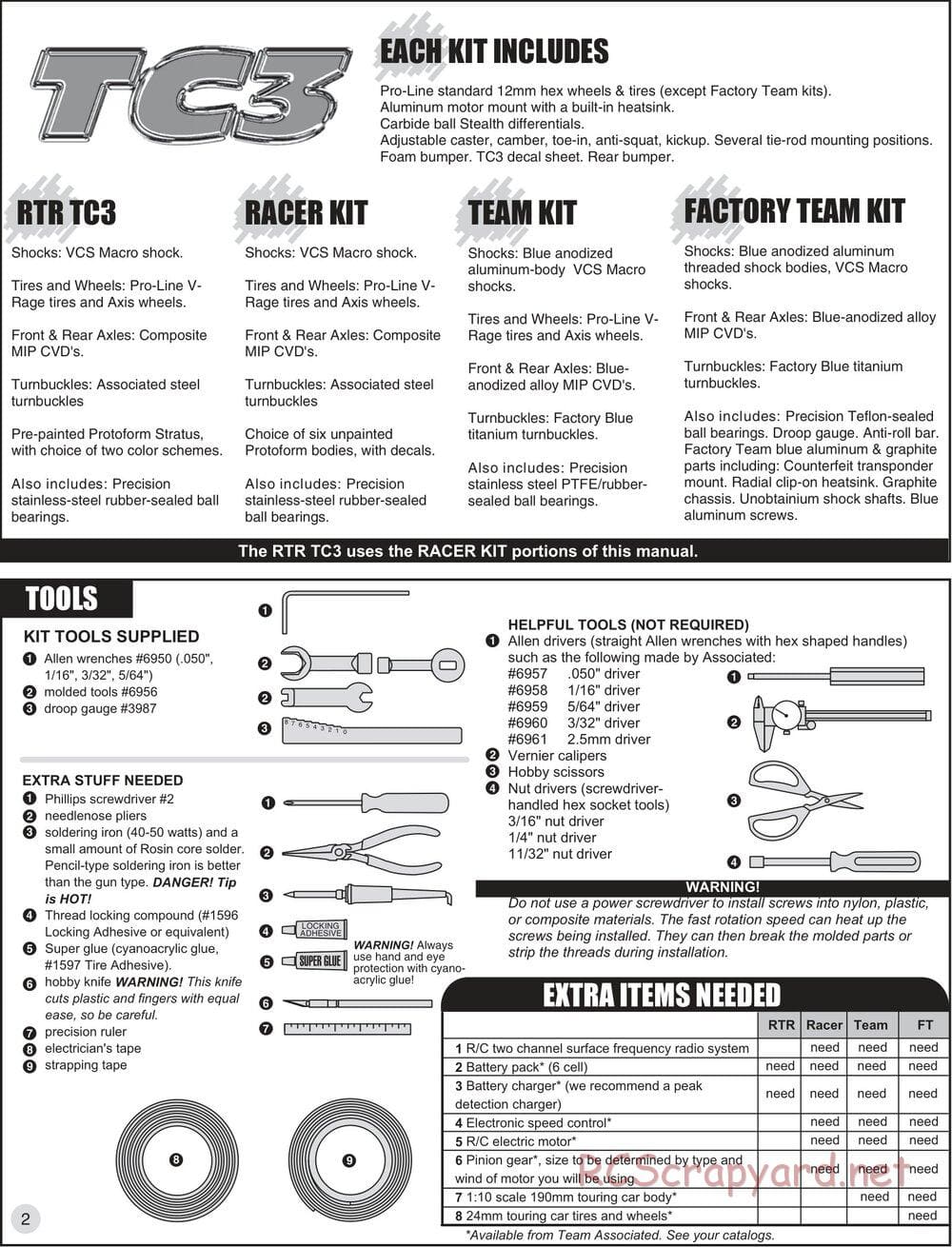 Team Associated - TC3 (2000 - 2004) - Manual - Page 1