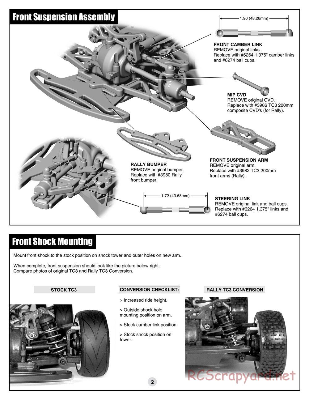 Team Associated - TC3 Rally Conversion Kit - Manual - Page 3