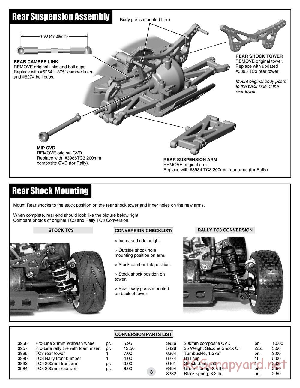 Team Associated - TC3 Rally Conversion Kit - Manual - Page 4