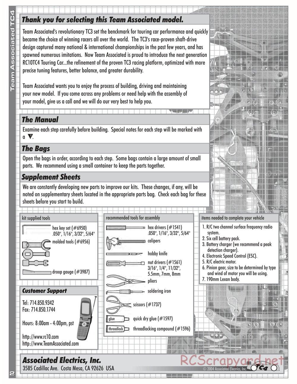 Team Associated - TC4 Team / RTR - Manual - Page 4