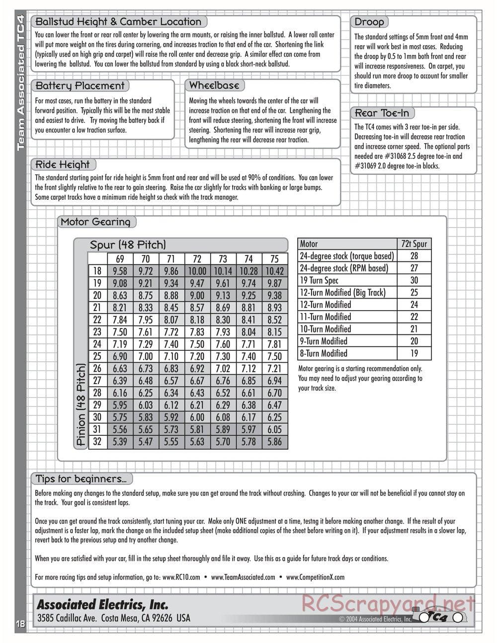 Team Associated - TC4 Team / RTR - Manual - Page 19