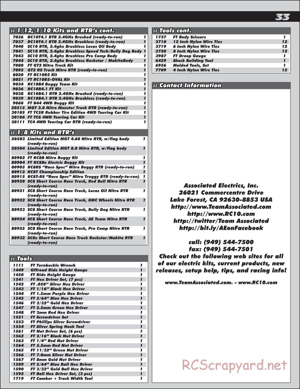 Team Associated - TC6 Factory Team - Manual - Page 33