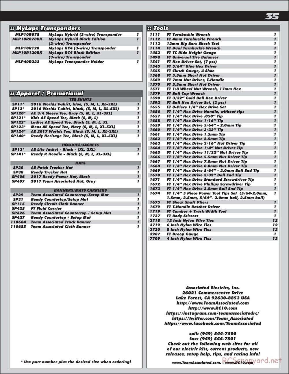 Team Associated - TC7.2 Factory Team - Manual - Page 35