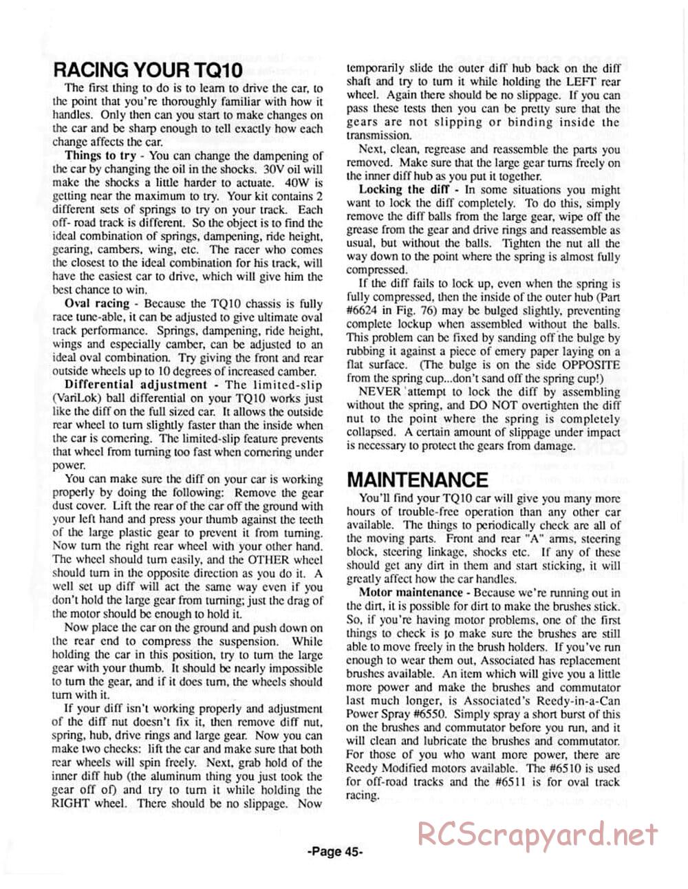 Team Associated - TQ10 Graphite - Manual - Page 47